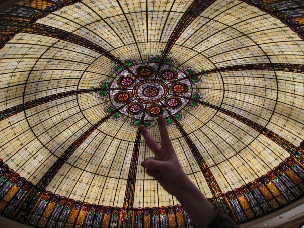 A stained glass roof in Caesar's Palace