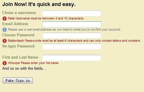 JQuery simple Digg Style Sign Up Form