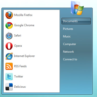 Pure CSS3 Windows 7 start menu