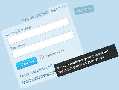 Perfect signin dropdown box likes Twitter with jQuery
