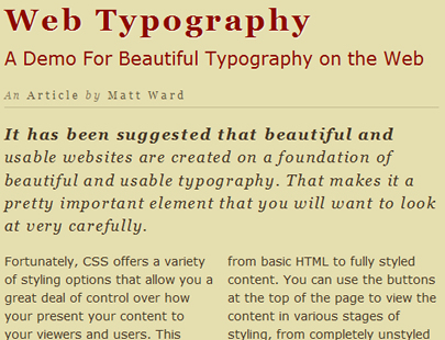 Nice pure CSS3 Typography